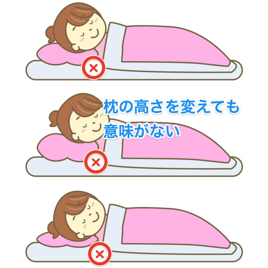枕が合わない場合、枕の高さを変更しても意味がない